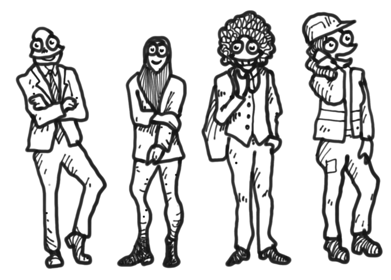 Illustration of four different characters representing a diverse team or workforce