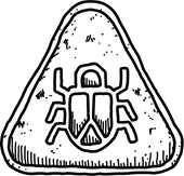 Nimblr illustration of a bug inside a warning triangle.
