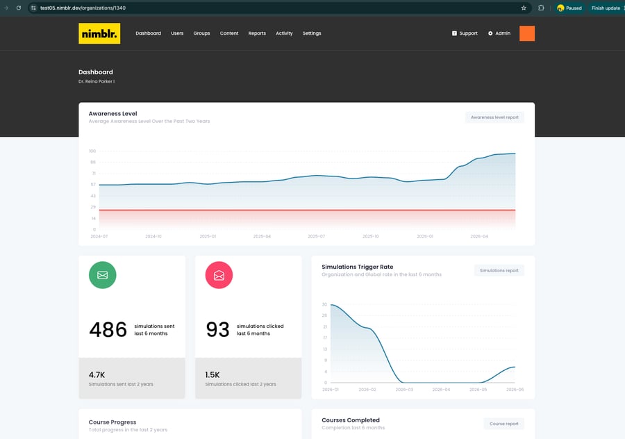 Screenshot Nimblr click rate