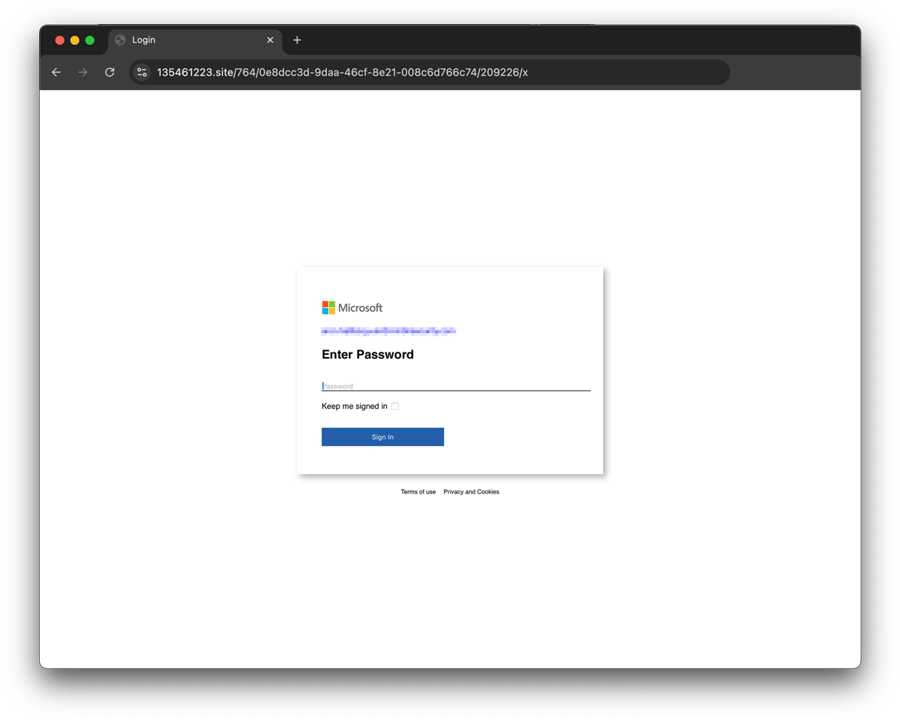 Screenshot of a Nimblr phishing simulation landing page styled to look like a general Microsoft login or notification page.