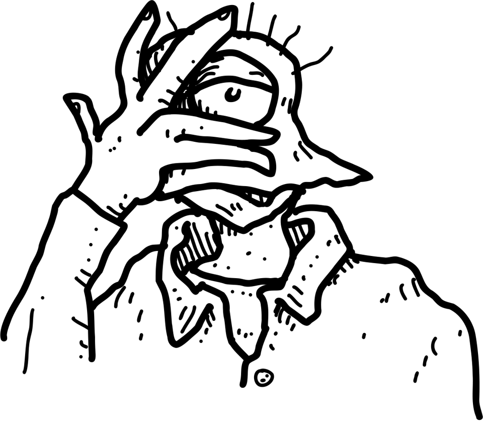 Illustration of a man covering his face in embarrassment