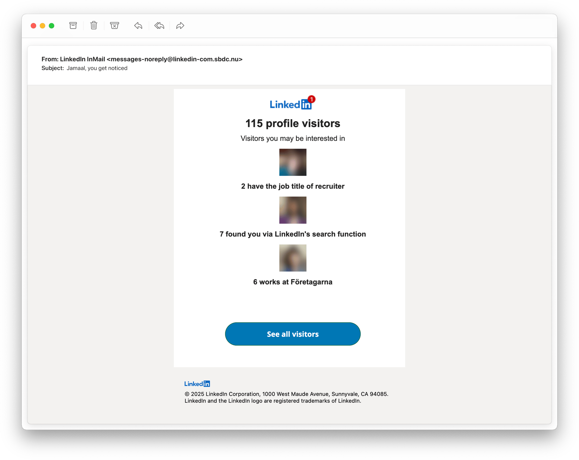 Example of a phishing simulation email in English, designed to test user awareness. Example of a phishing simulation email in English, designed to test user awareness.