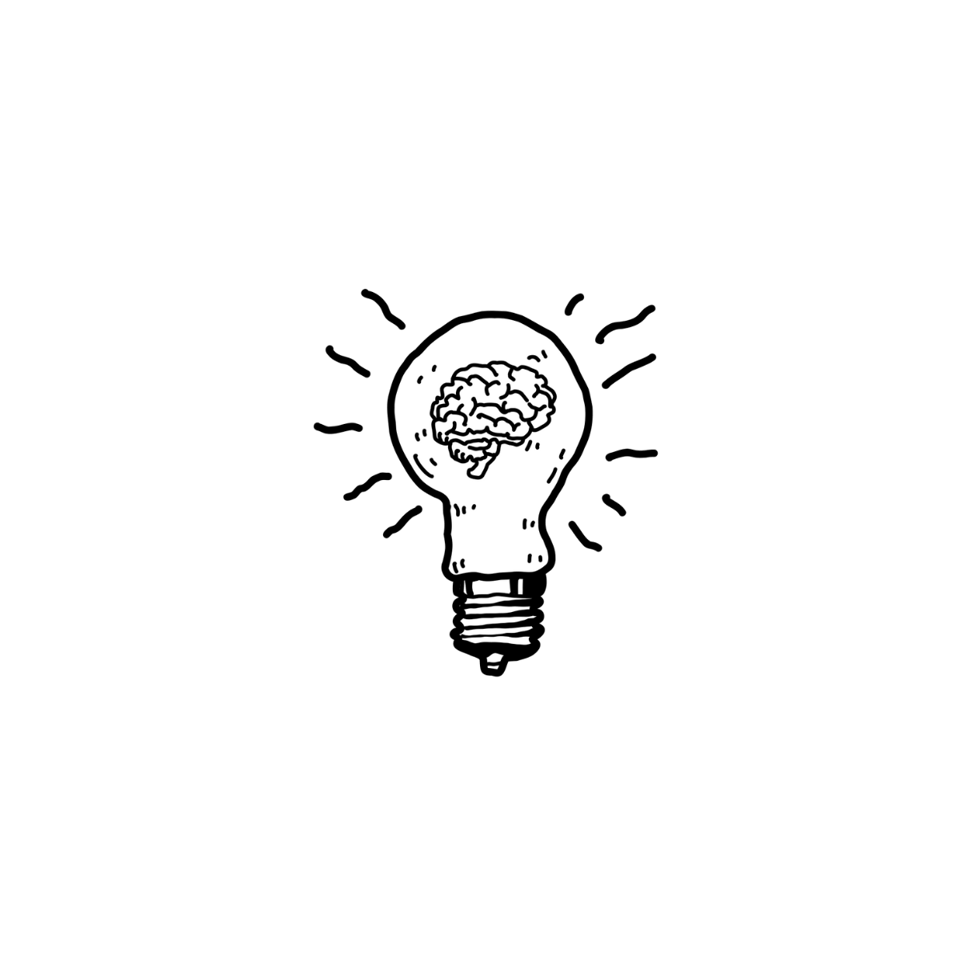 Illustration of a light bulb containing a human brain, representing security awareness, critical thinking, and human behavior in cybersecurity.