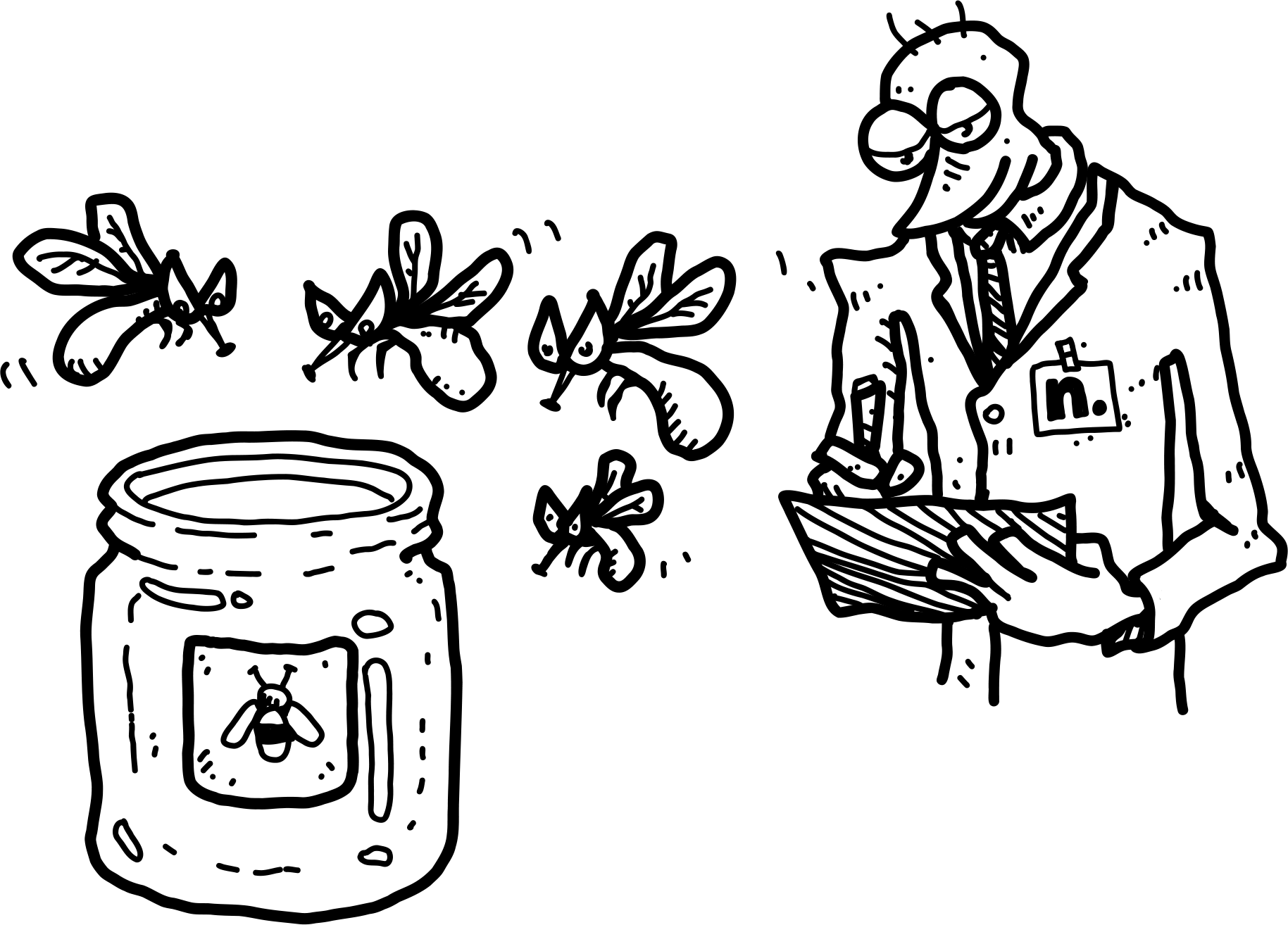 Illustration of a Nimblr cybersecurity researcher analyzing data from a honeypot system to uncover a phishing campaign
